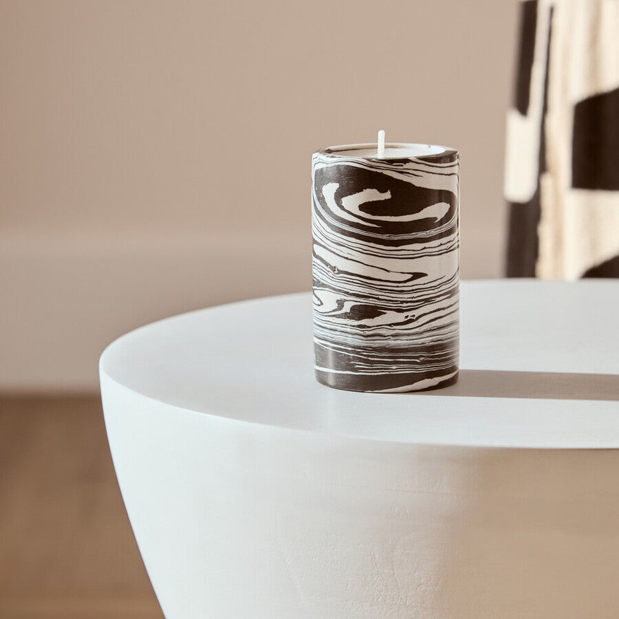 Black and White Marble Two Way Candle Holder