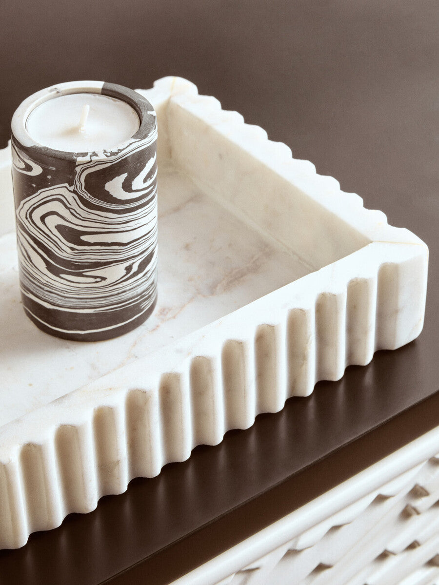 Black and White Marble Two Way Candle Holder