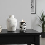 Black and White Marble Two Way Candle Holder