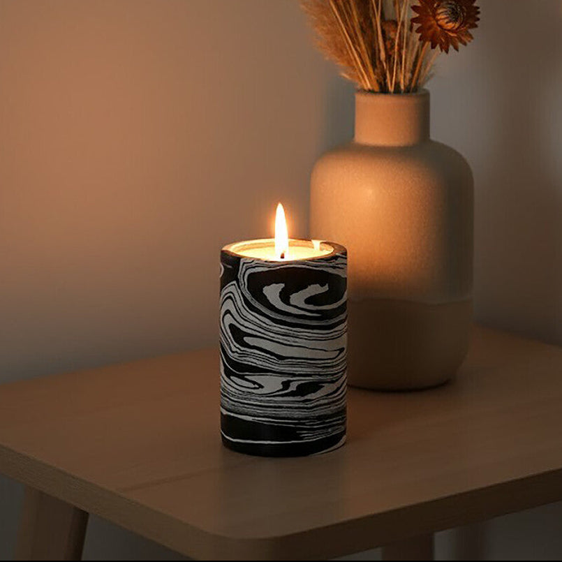 Black and White Marble Two Way Candle Holder
