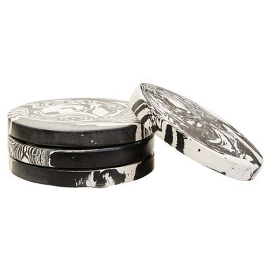 Set of 4 Black and White Marble Coasters
