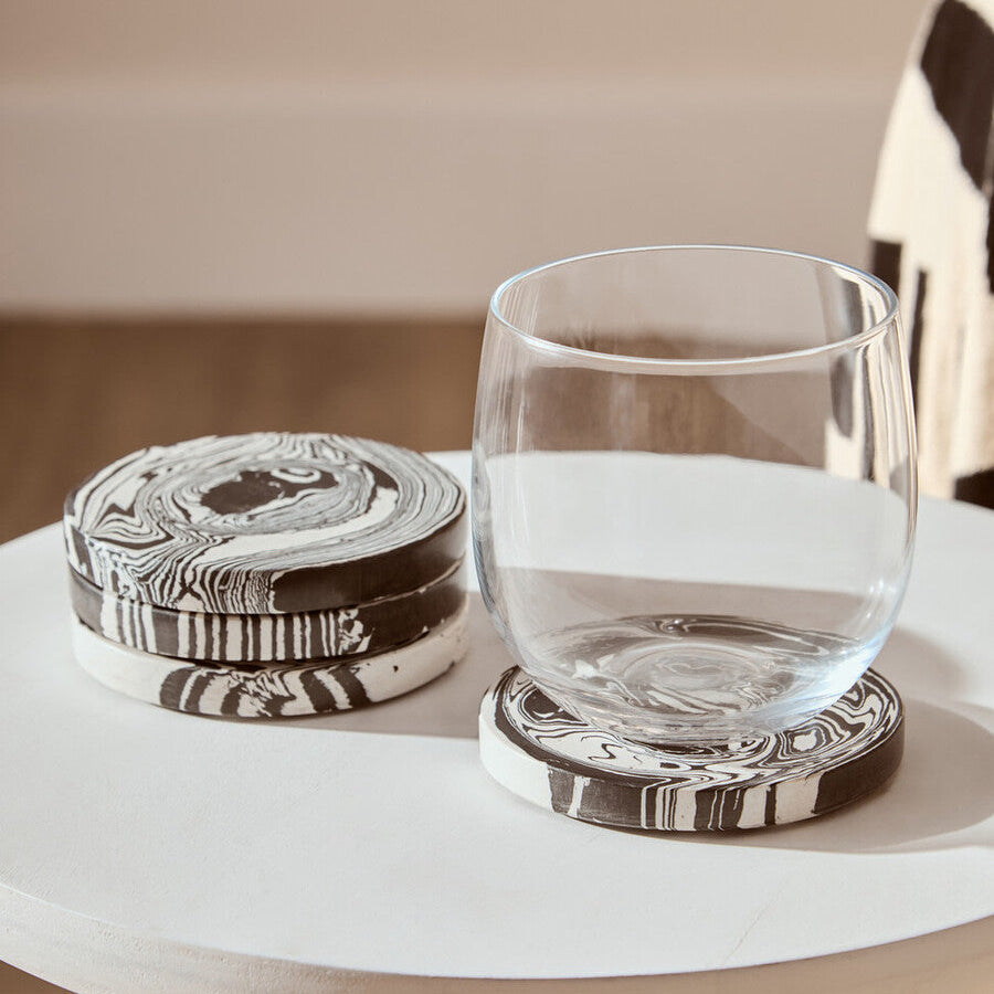 Set of 4 Black and White Marble Coasters