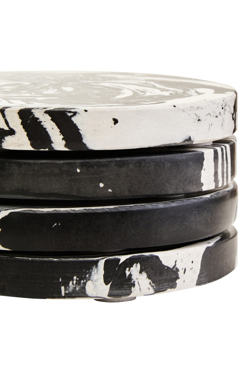 Set of 4 Black and White Marble Coasters