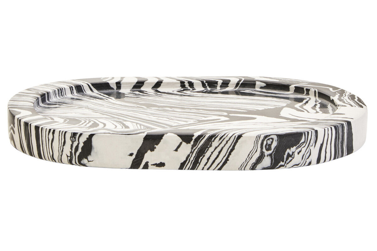 Black and White Oval Marble Tray