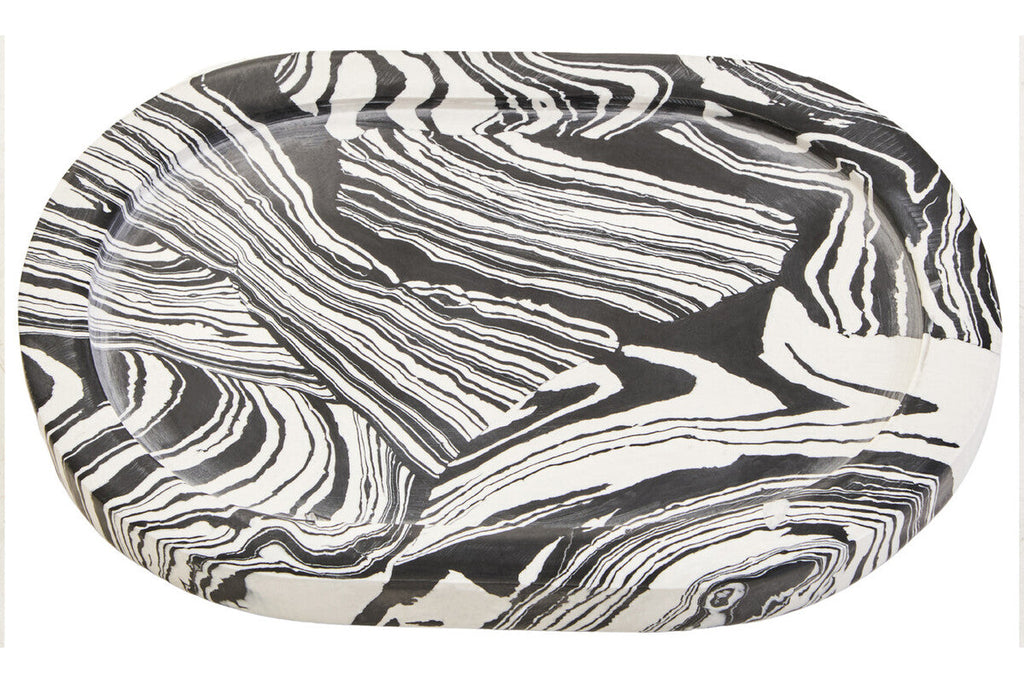 Black and White Oval Marble Tray