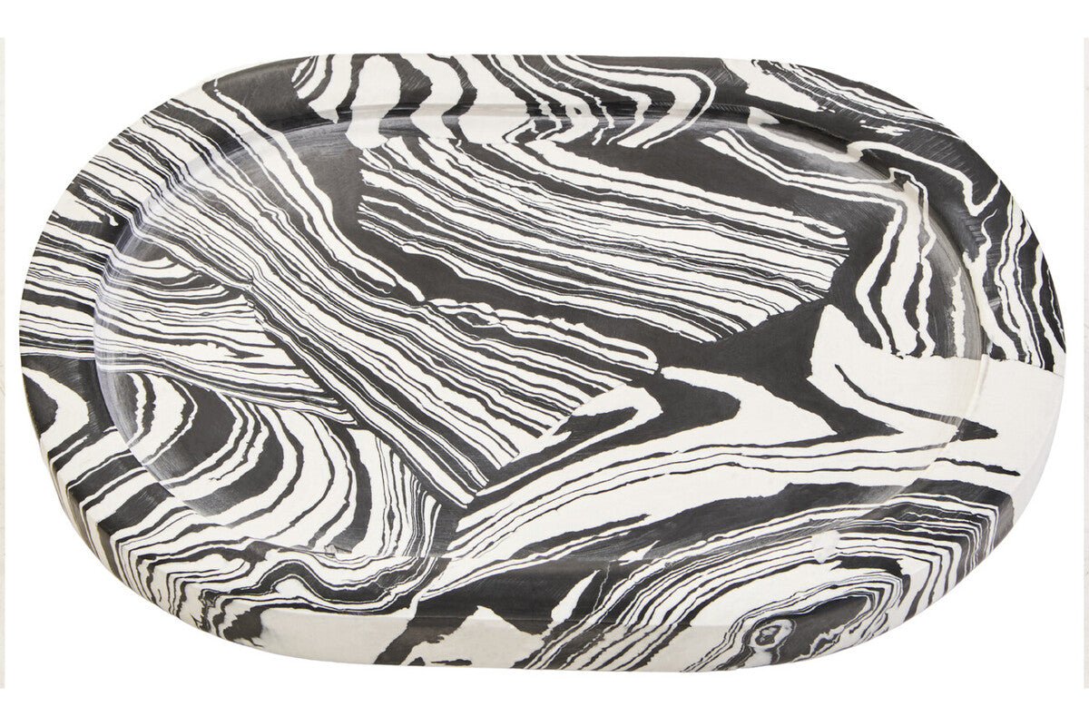 Black and White Oval Marble Tray