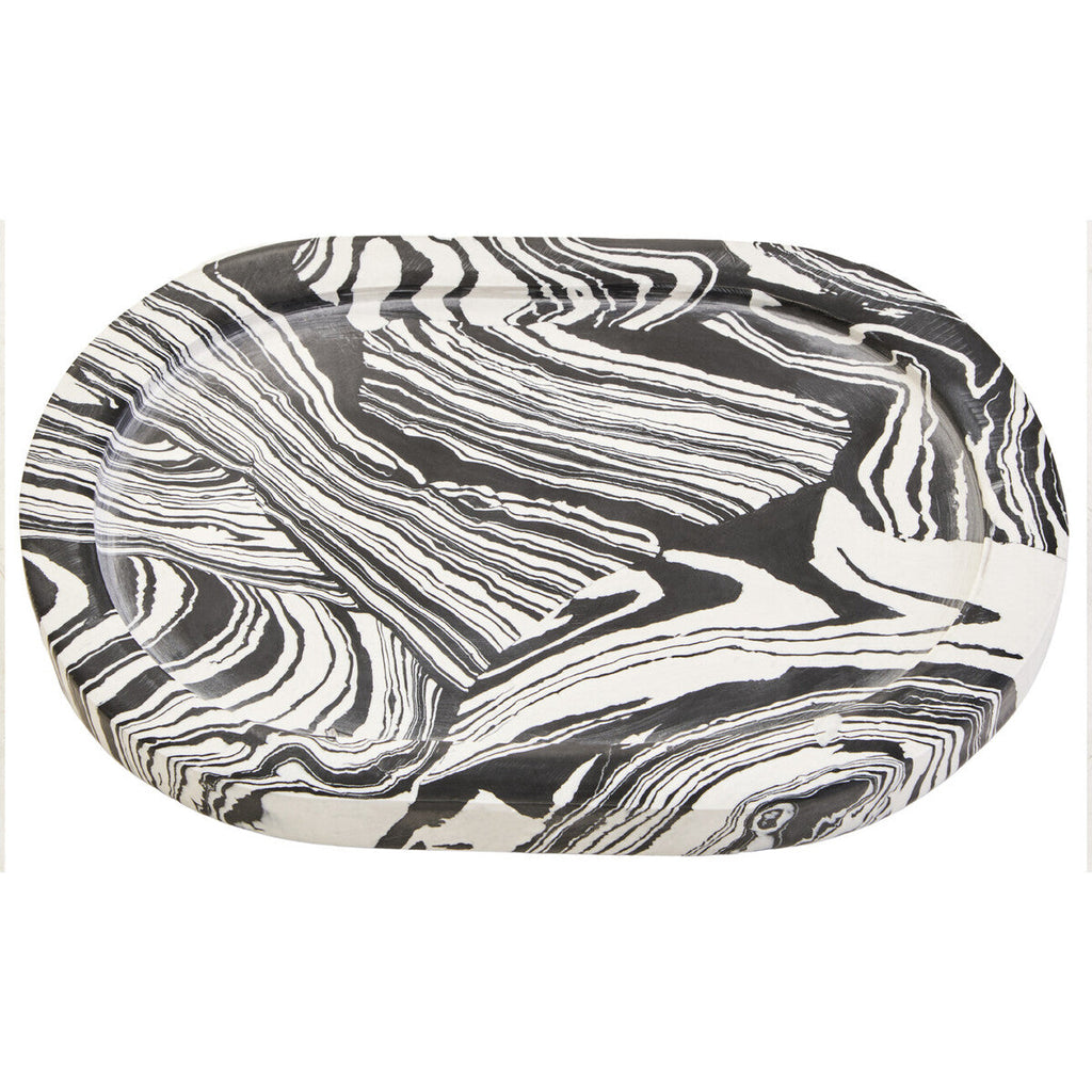 Black and White Oval Marble Tray