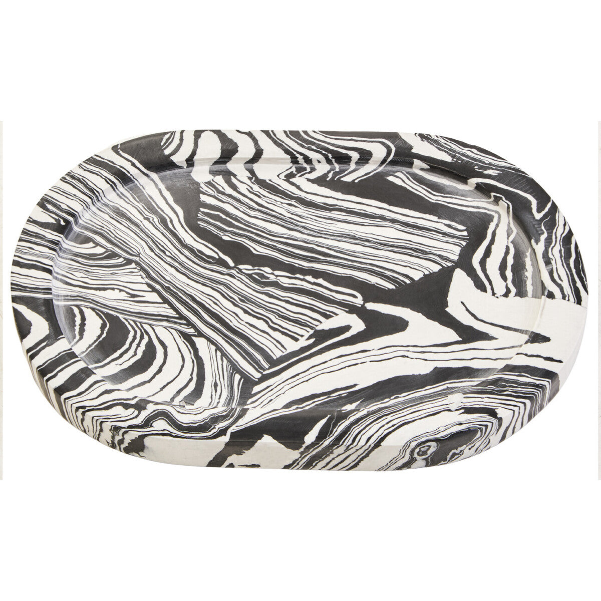 Black and White Oval Marble Tray