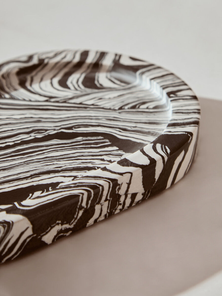 Black and White Oval Marble Tray