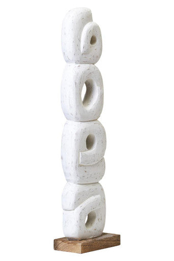 Rustic White Mango Wood Ring Sculpture