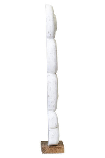 Rustic White Mango Wood Ring Sculpture