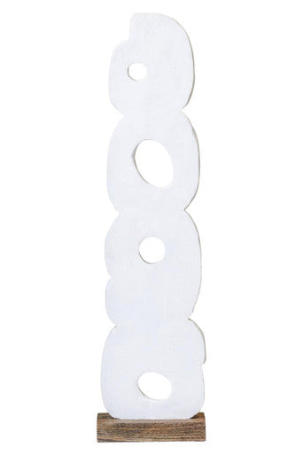 Rustic White Mango Wood Ring Sculpture