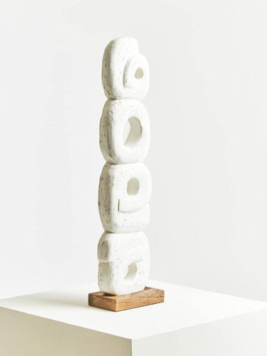Rustic White Mango Wood Ring Sculpture
