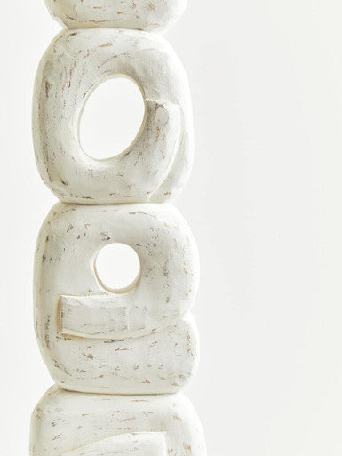 Rustic White Mango Wood Ring Sculpture