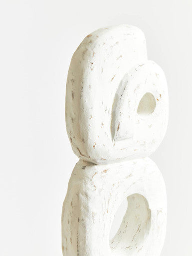 Rustic White Mango Wood Ring Sculpture
