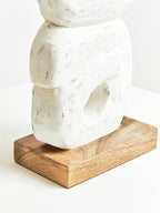 Rustic White Mango Wood Ring Sculpture