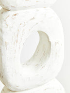 Rustic White Mango Wood Ring Sculpture
