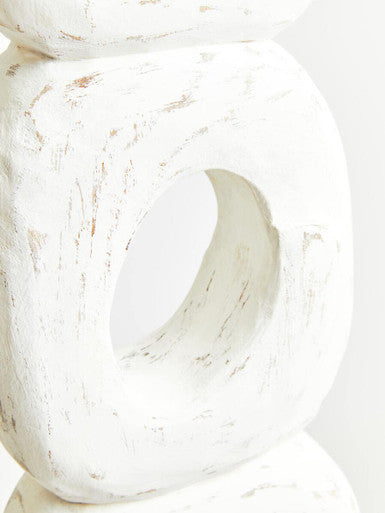Rustic White Mango Wood Ring Sculpture