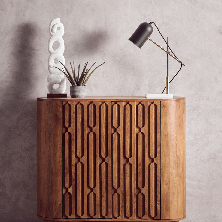 Rustic White Mango Wood Ring Sculpture
