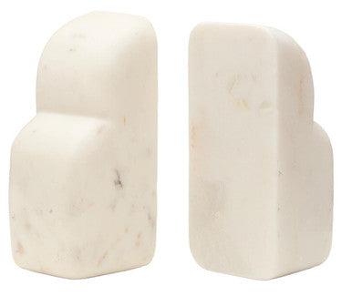 White Marble Set of Two Bookends