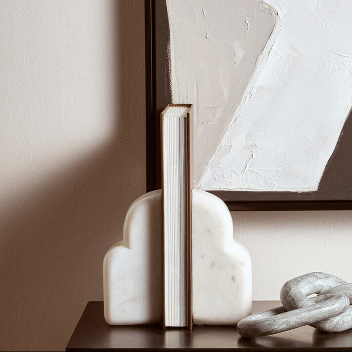 White Marble Set of Two Bookends