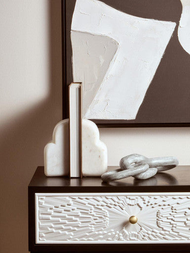 White Marble Set of Two Bookends