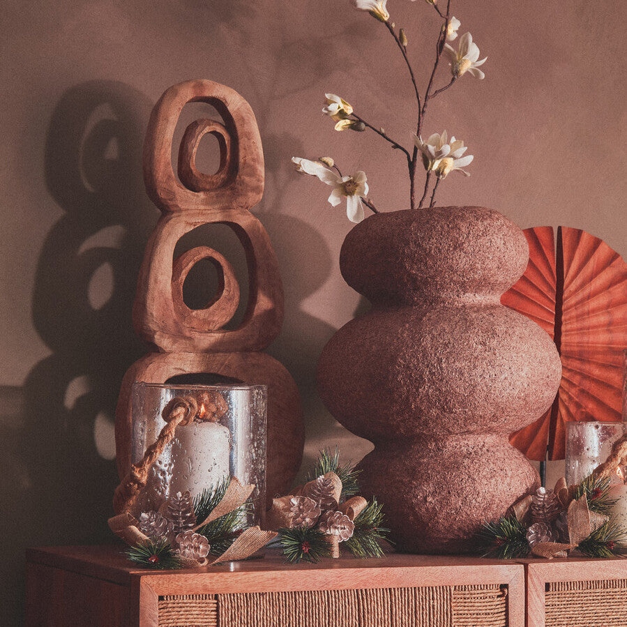 Cotton Mache and Coco Shell Bubble Vase