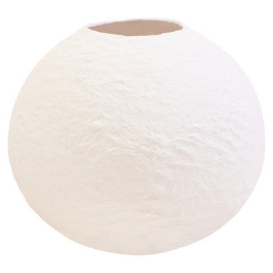 Cotton Mache Small White Round Vase