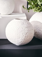 Cotton Mache Small White Round Vase