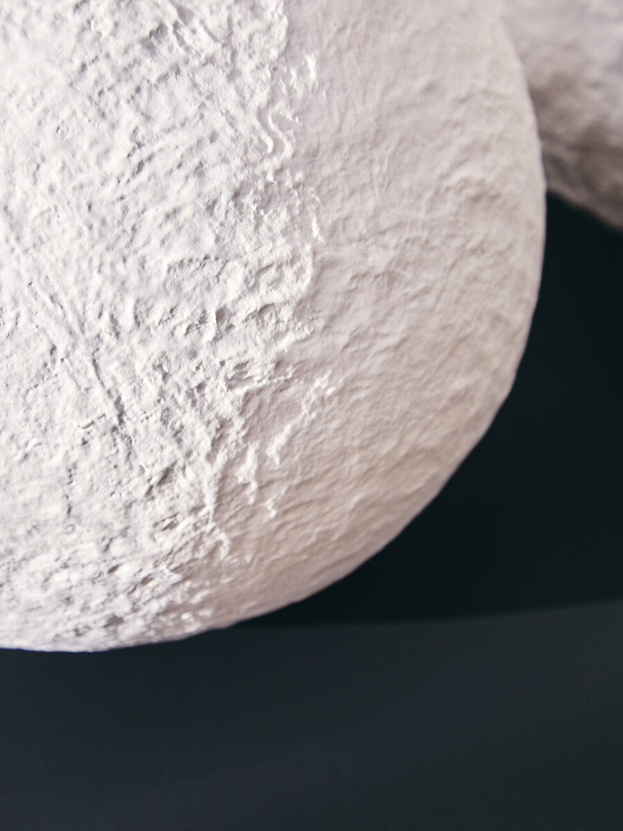 Cotton Mache Small White Round Vase