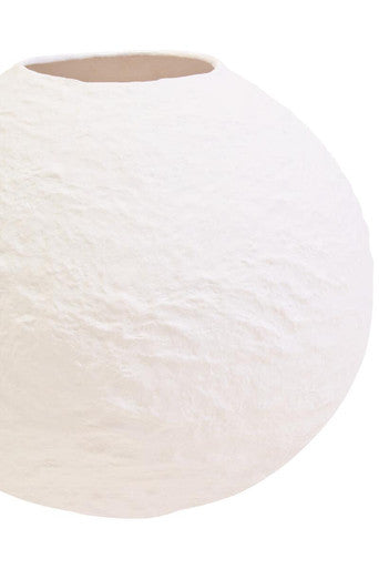 Cotton Mache Small White Round Vase