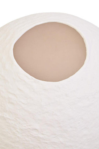 Cotton Mache Small White Round Vase