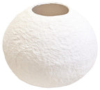 Cotton Mache Large White Round Vase