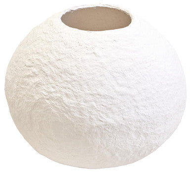 Cotton Mache Large White Round Vase