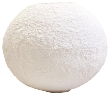 Cotton Mache Large White Round Vase