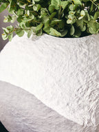 Cotton Mache Large White Round Vase