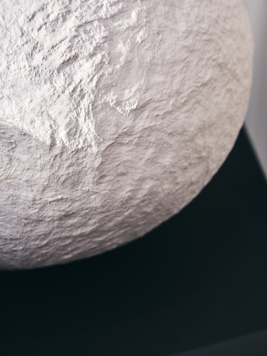 Cotton Mache Large White Round Vase