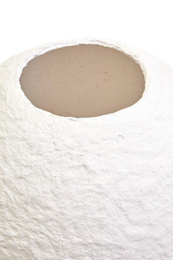 Cotton Mache Large White Round Vase