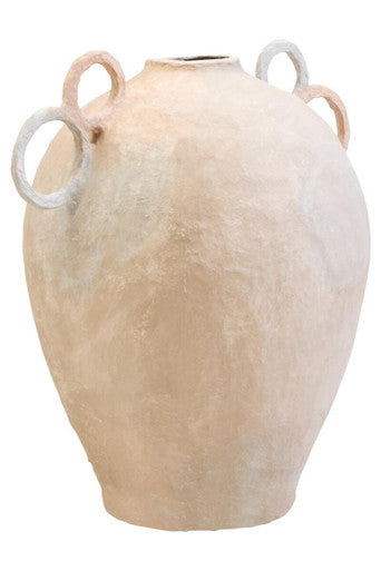 Cotton Mache Large Vase with Decorative Handles
