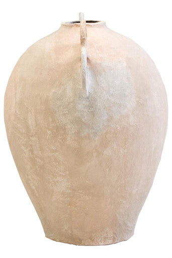 Cotton Mache Large Vase with Decorative Handles