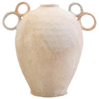 Cotton Mache Large Vase with Decorative Handles