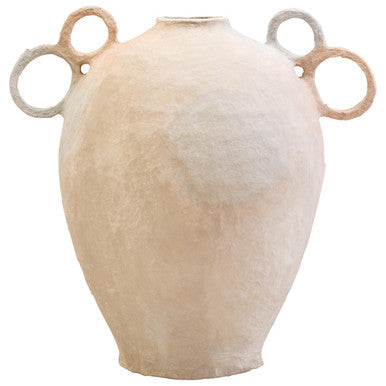 Cotton Mache Large Vase with Decorative Handles