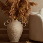 Cotton Mache Large Vase with Decorative Handles
