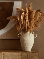 Cotton Mache Large Vase with Decorative Handles