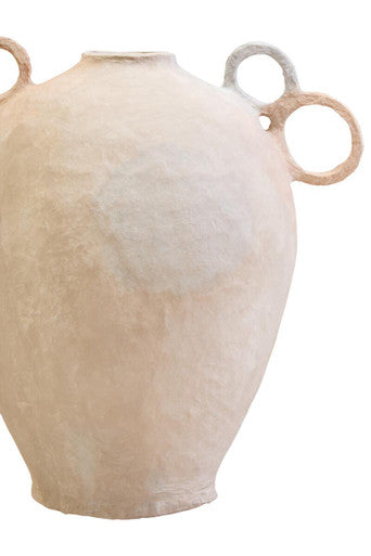 Cotton Mache Large Vase with Decorative Handles