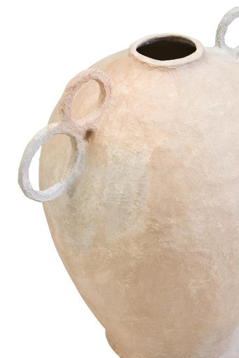 Cotton Mache Large Vase with Decorative Handles