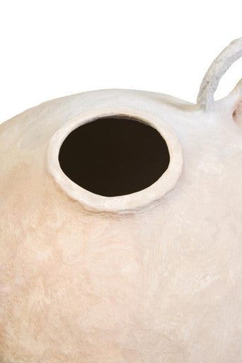 Cotton Mache Large Vase with Decorative Handles