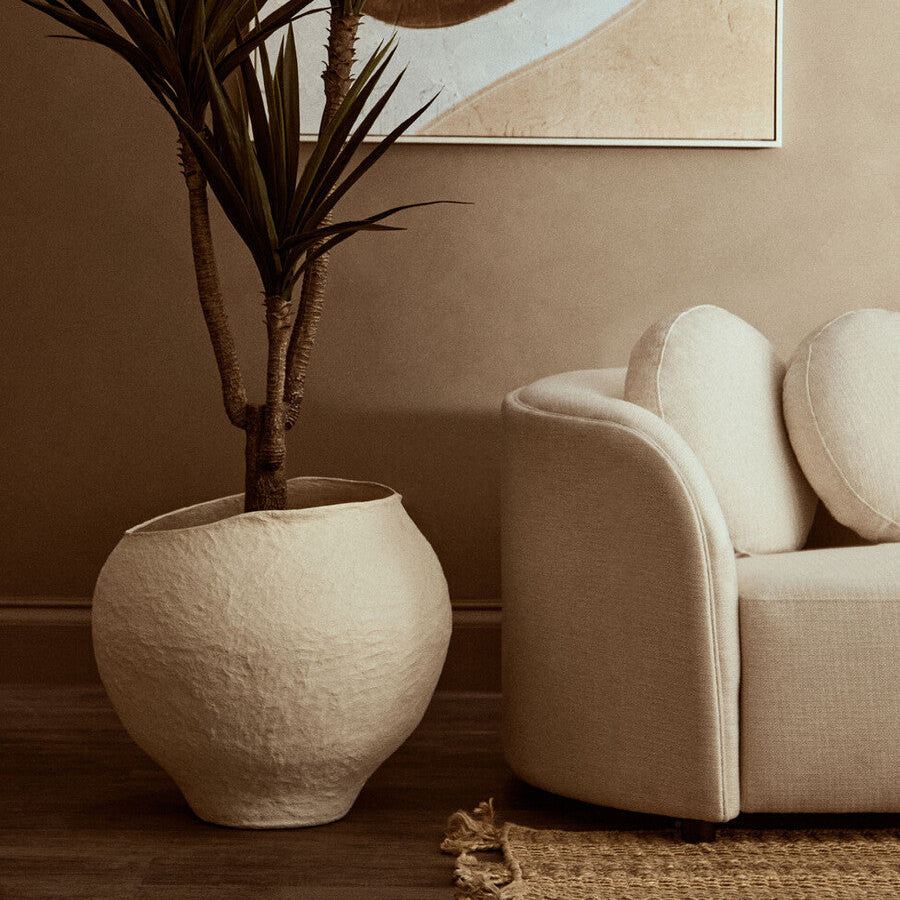Cotton Mache Large Beige Planter