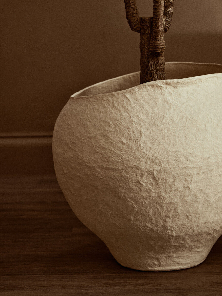 Cotton Mache Large Beige Planter
