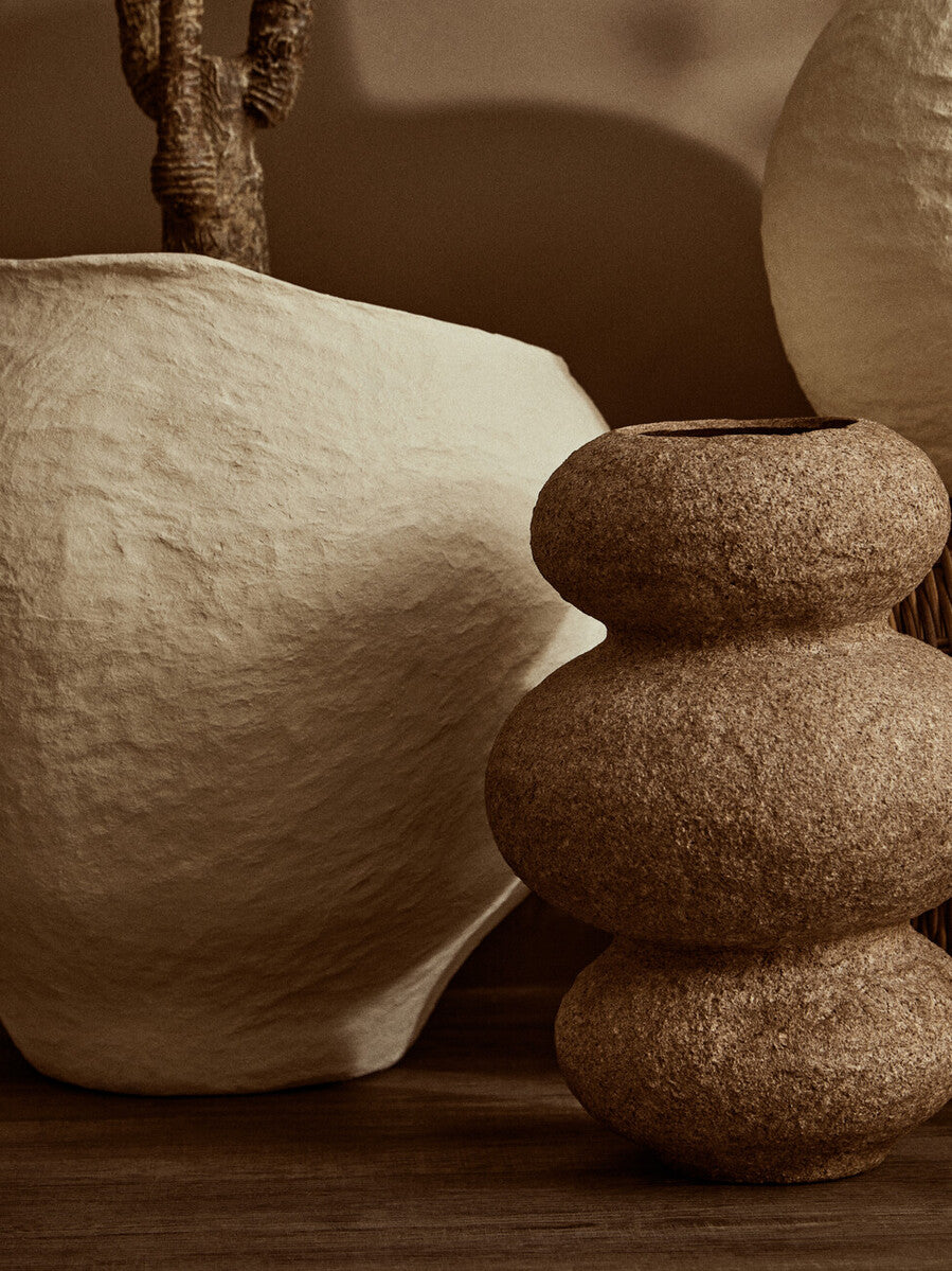Cotton Mache Large Beige Planter